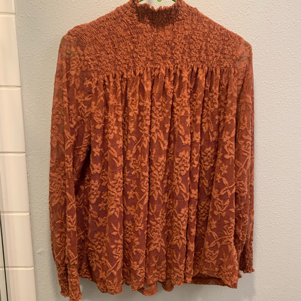 Women’s Burnt Orange Lace Blouse